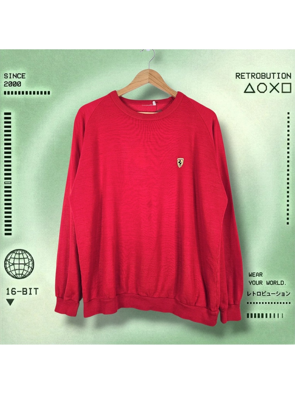 Vintage 80s Ferrari Logo Crewneck Sweatshirt Red Size XL